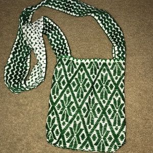 Green and white Mexican bag